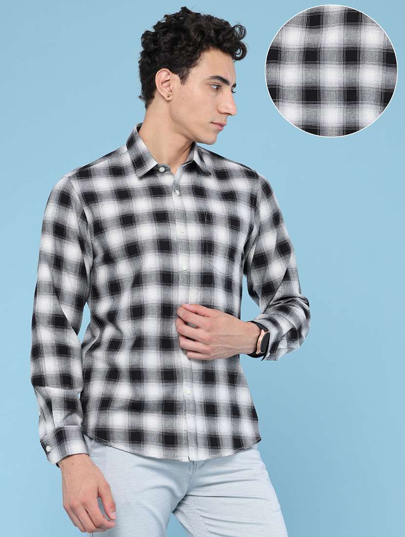 Men Checkered Long Sleeve Slim Fit Casual Shirt - 22457421 -  Standard Image - 3
