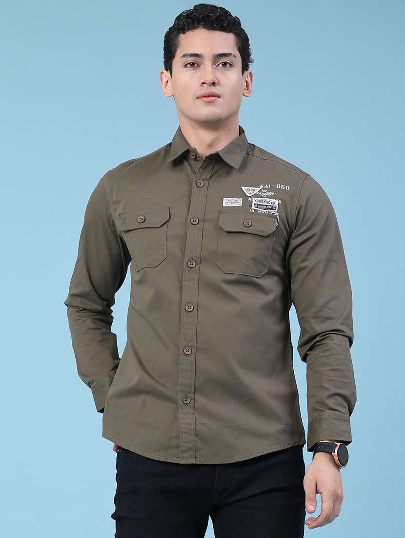 men printed long sleeves regular fit casual shirt