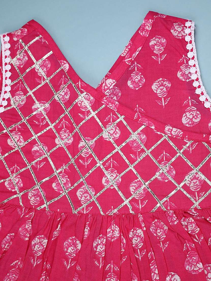 girls printed v neck kurta sharara set - 22457464 -  Standard Image - 3
