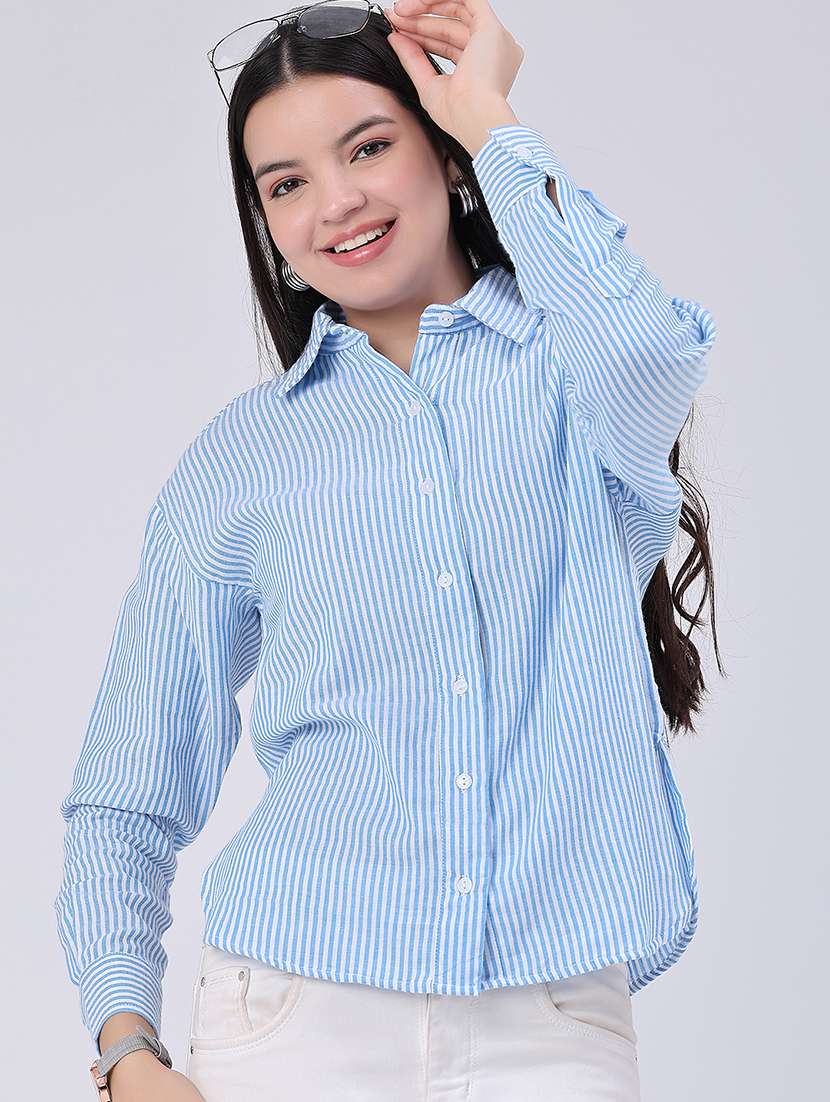 women printed collared regular shirt