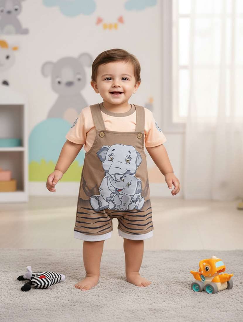 brown cotton dungarees twin sets & dungree
