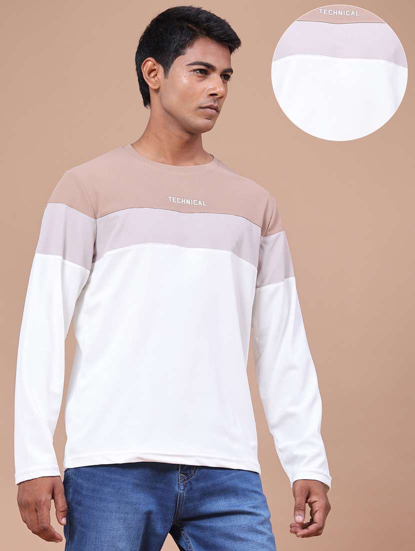 men colourblocked long sleeves regular fit t-shirt - 22457538 -  Standard Image - 3