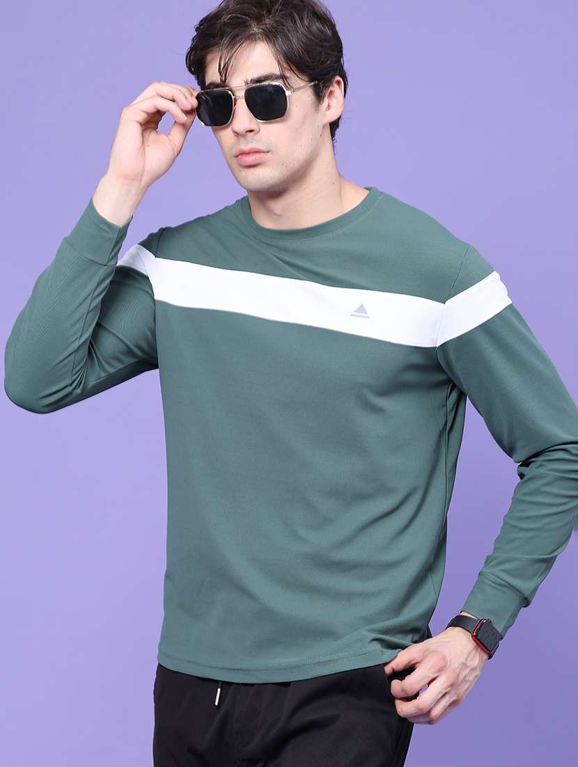 men taped long sleeves regular fit t-shirt