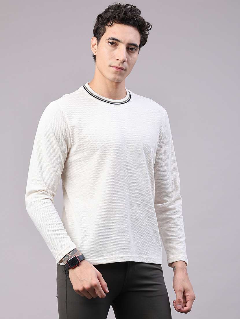 men textured long sleeve regular fit t-shirt - 22457542 -  Standard Image - 3