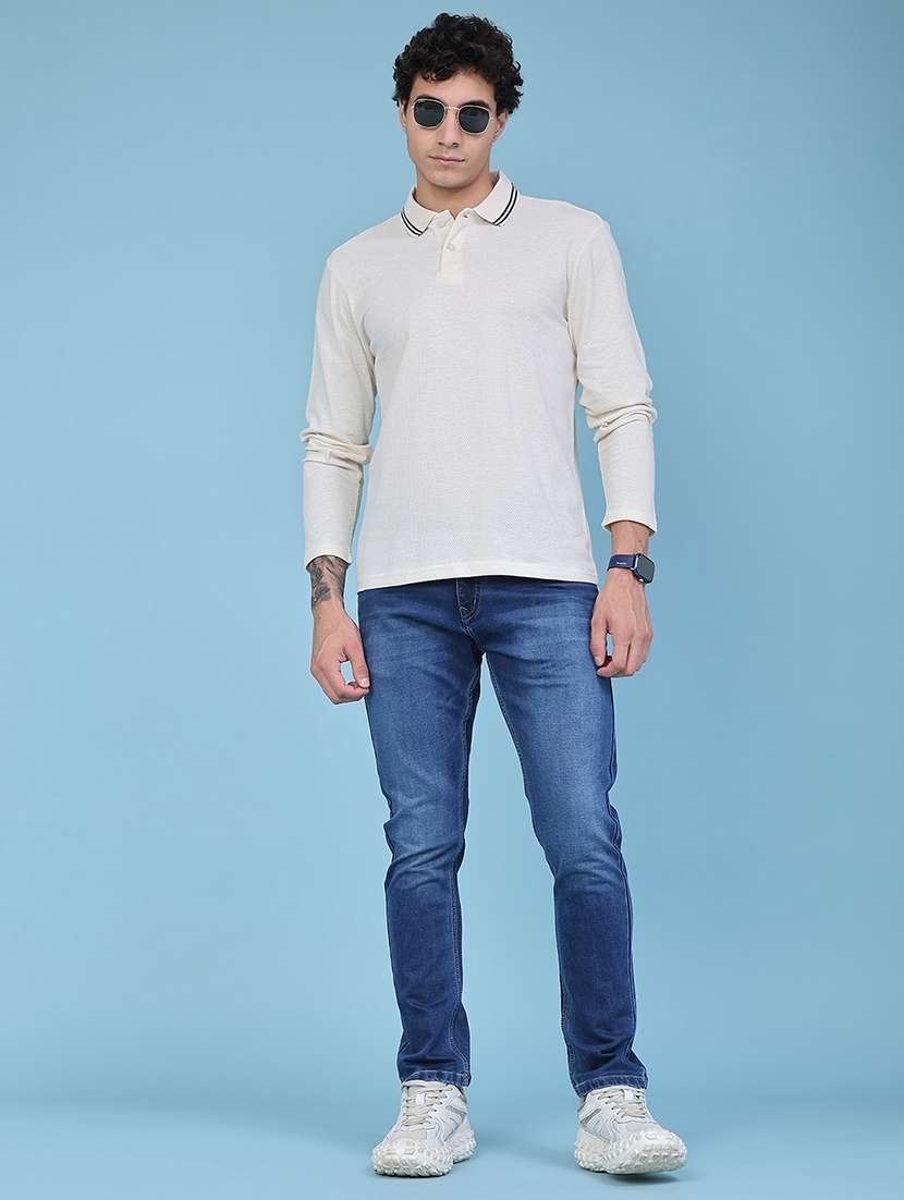 men textured long sleeve regular fit polo t-shirt - 22457543 -  Standard Image - 5