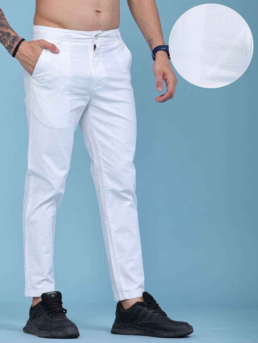 men solid mid rise chinos casual trouser - 22457551 -  Standard Image - 3