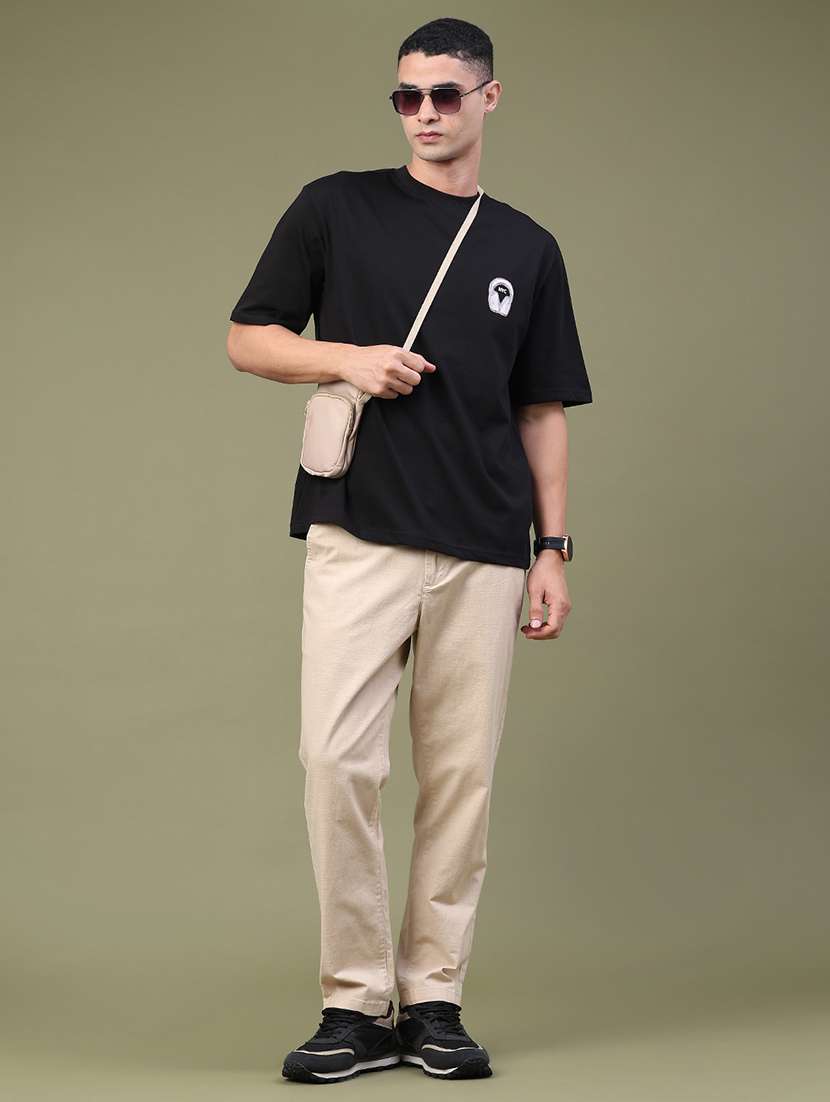 Men Solid Mid Rise Chinos Casual Trouser - 22457552 -  Standard Image - 5
