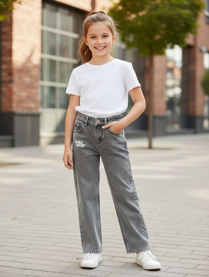 grey poly cotton plain jean