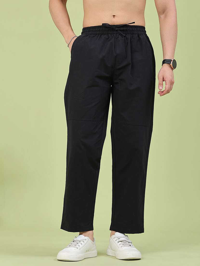 men solid mid rise flat front trouser