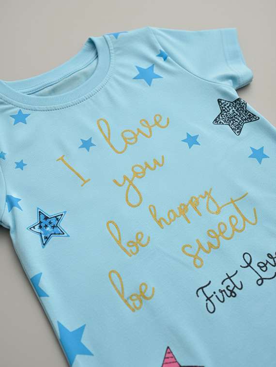 girl blue cotton tops top - 22457669 -  Standard Image - 3