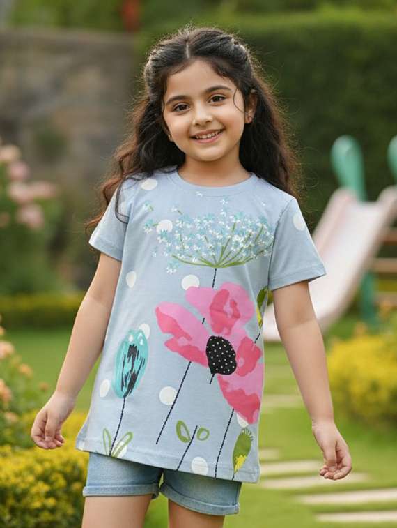 girls blue cotton top