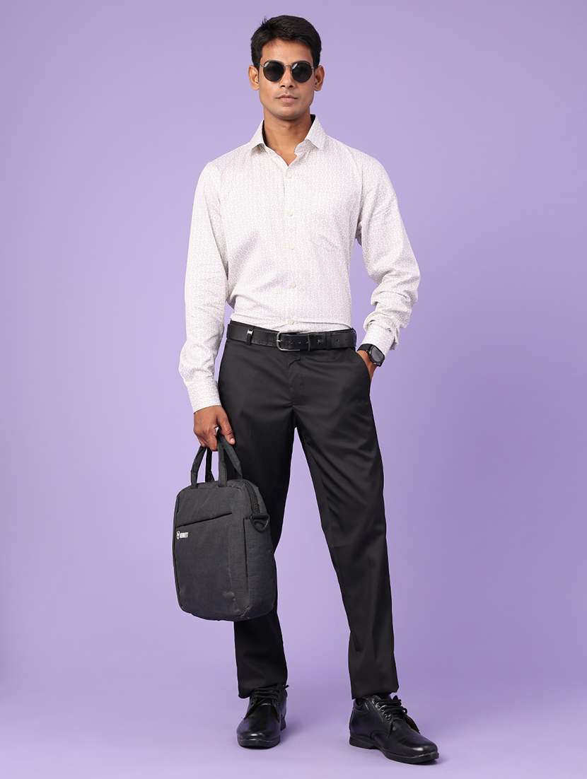 men solid mid rise regular fir formal trouser - 22457728 -  Standard Image - 5