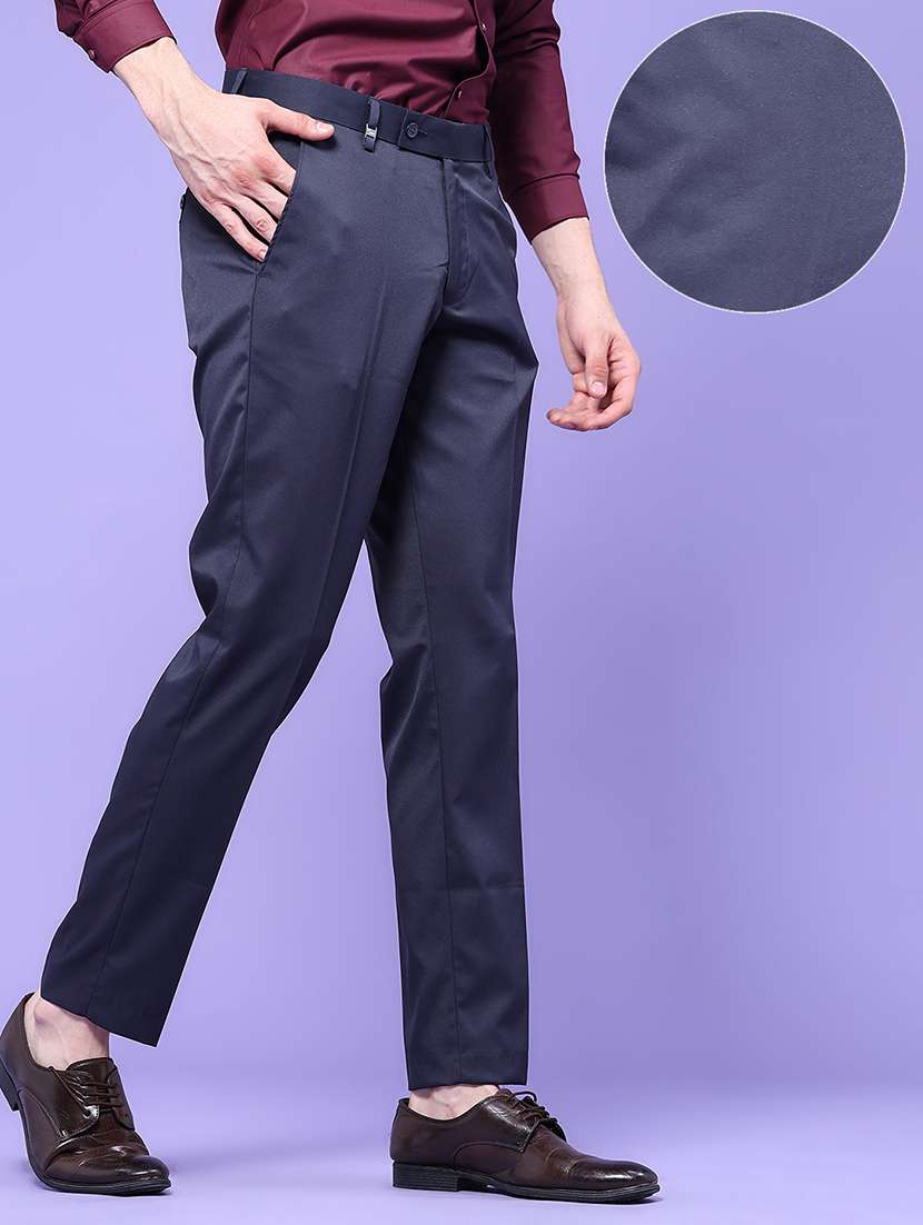 men solid mid rise regular fit formal trouser - 22457729 -  Standard Image - 3