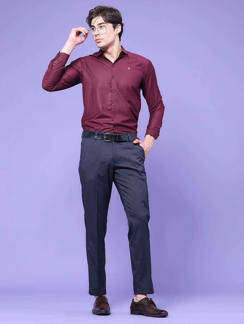 men solid mid rise regular fit formal trouser - 22457729 -  Standard Image - 5