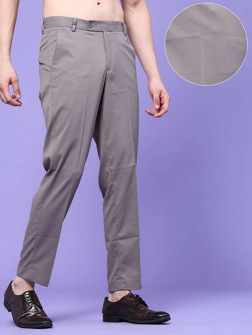 men solid mid rise regular fit formal trouser - 22457730 -  Standard Image - 3