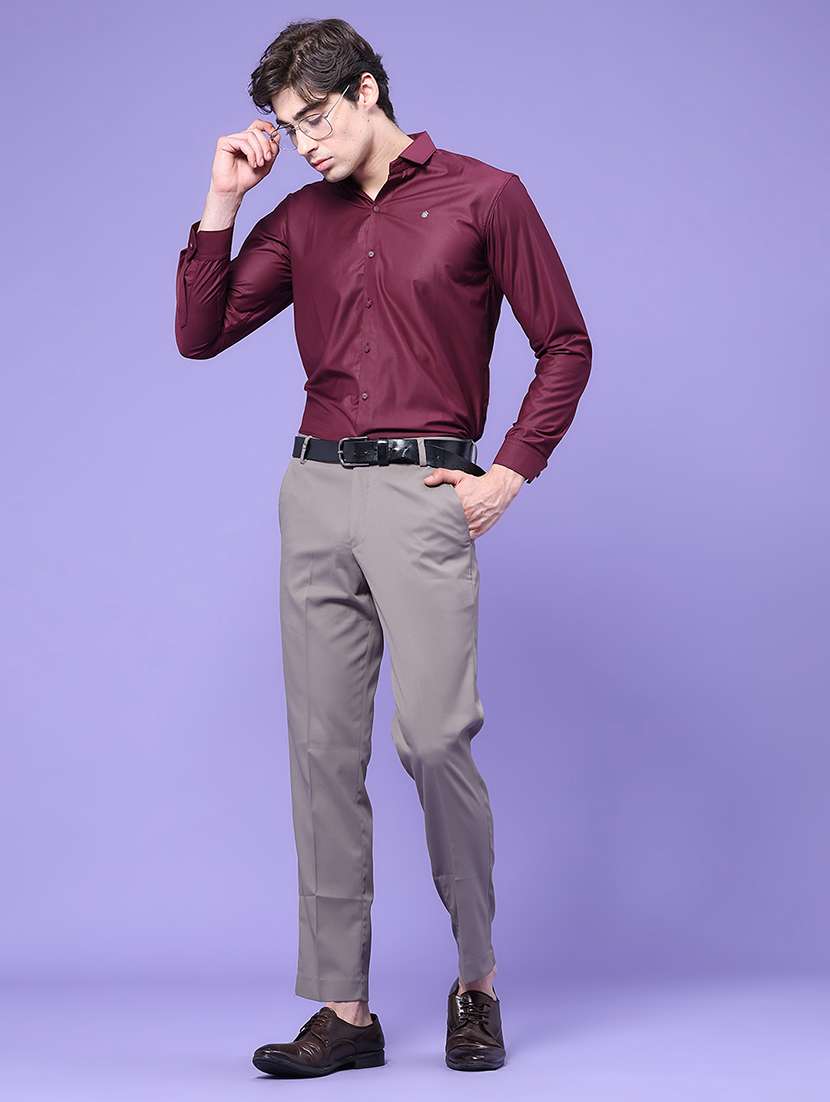 men solid mid rise regular fit formal trouser - 22457730 -  Standard Image - 5