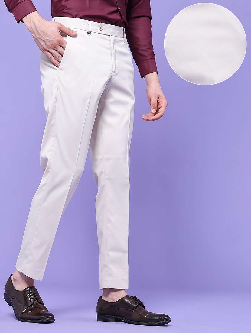 men solid mid rise regular fit formal trouser - 22457731 -  Standard Image - 3