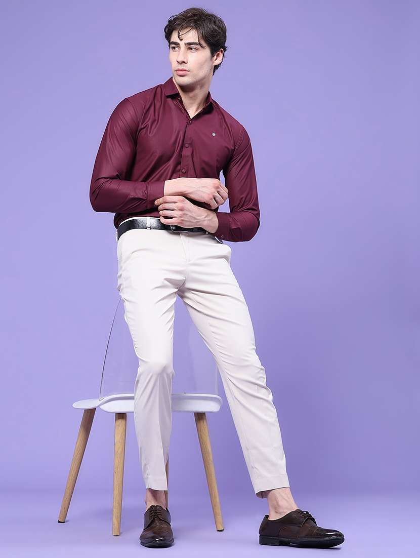 men solid mid rise regular fit formal trouser - 22457731 -  Standard Image - 5