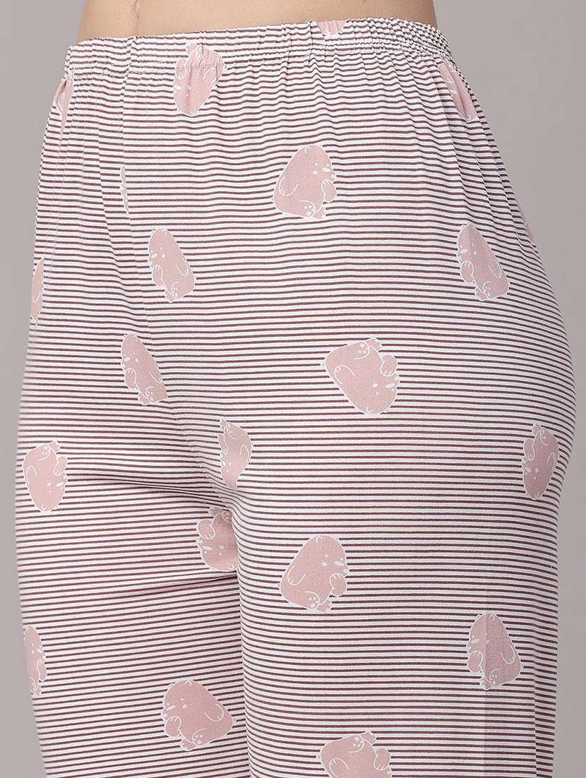 women printed round neck top and pyjama set - 22457759 -  Standard Image - 5