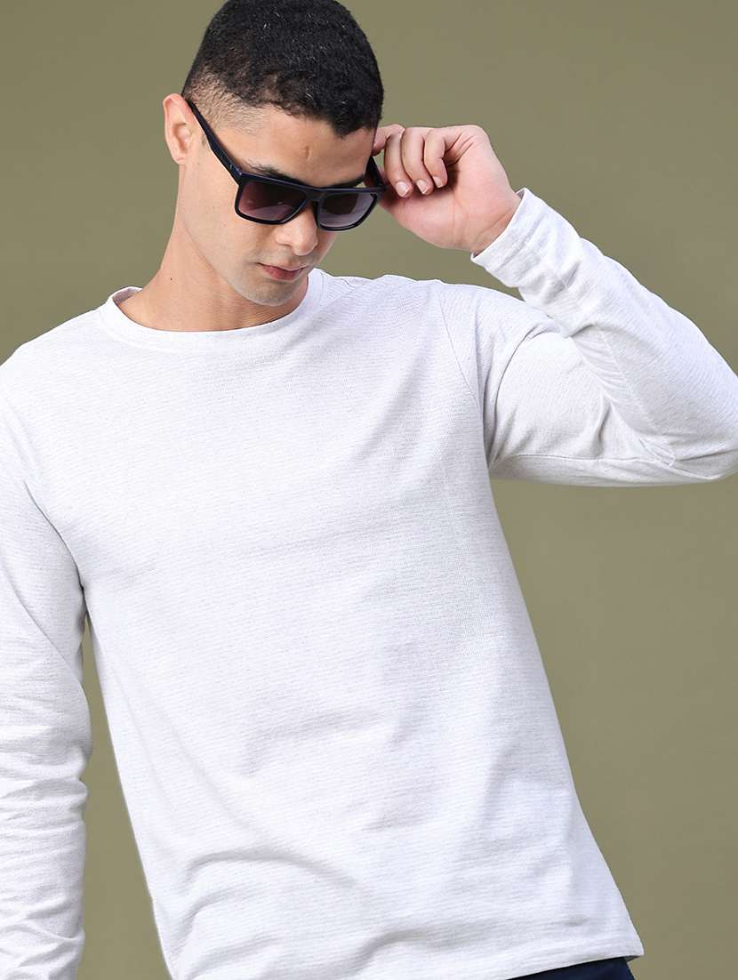 men textured long sleeve regular fit t-shirt
