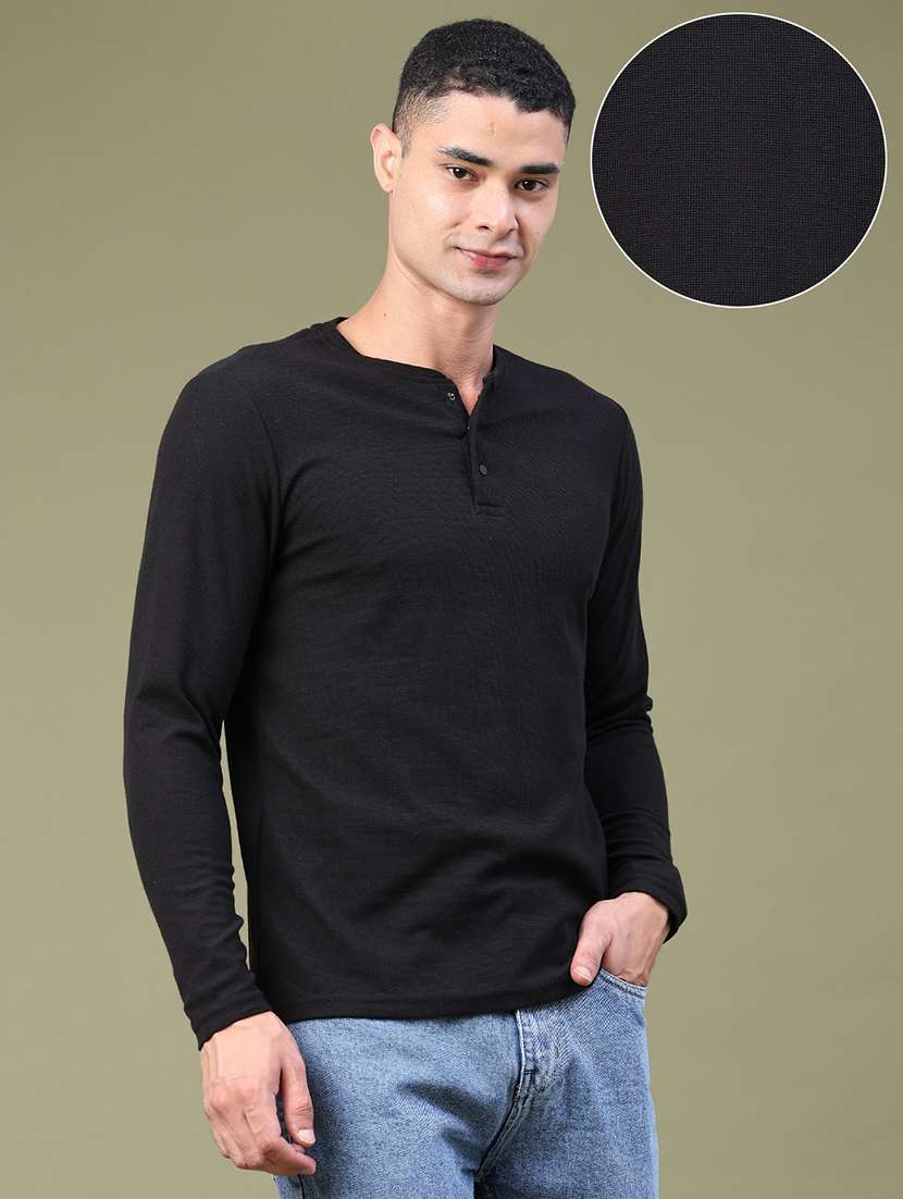 men textured long sleeve regular fit t-shirt - 22457968 -  Standard Image - 3