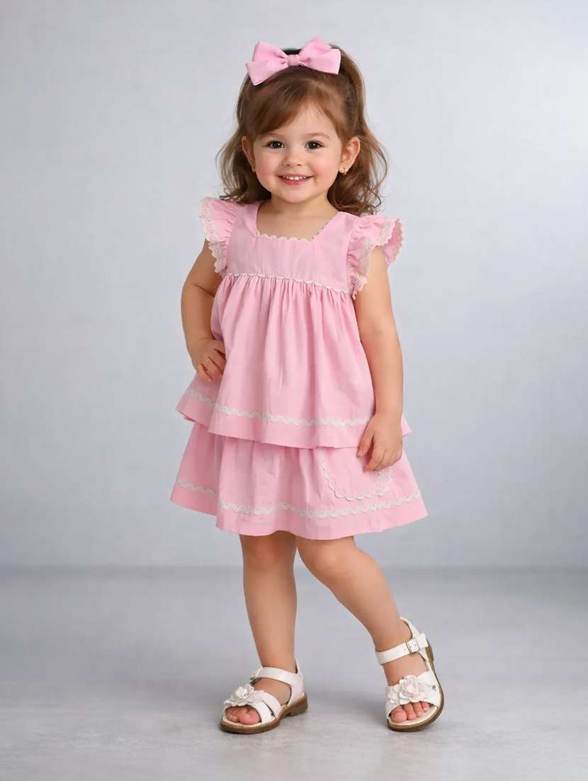girl pink poplin a-line dress