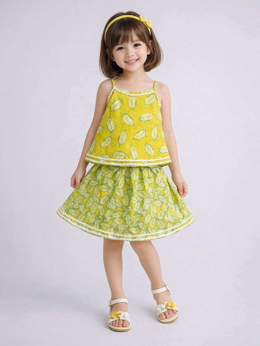 girl green cotton a-line dress