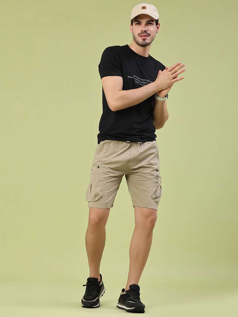 men solid mid rise regular fit cargo shorts - 22458094 -  Standard Image - 5