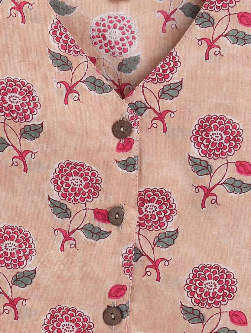 girls floral peach cotton top & palazzo set co-ord set - 22458105 -  Standard Image - 3