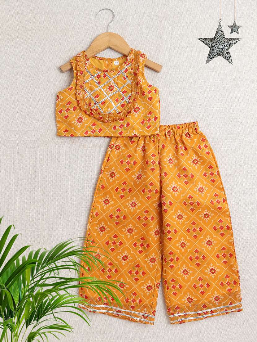 girls yellow cotton combos dress