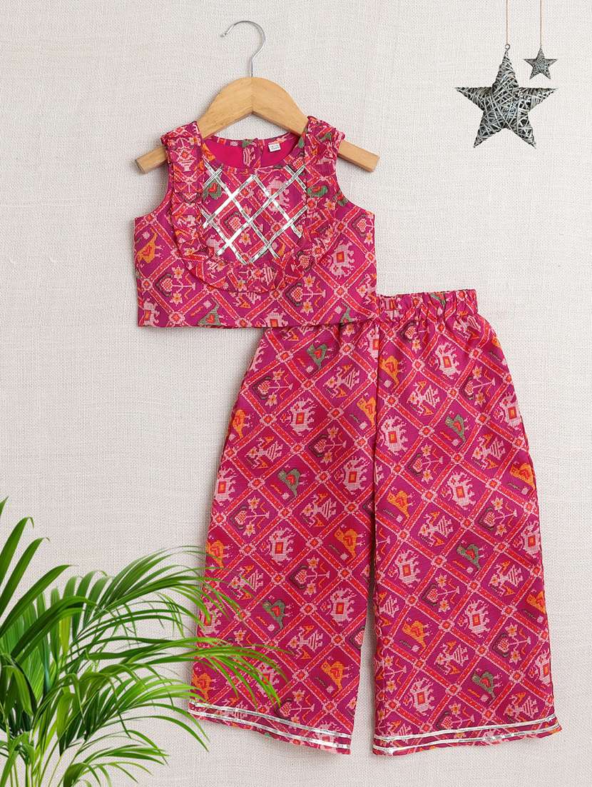 kids pink cotton combos dress