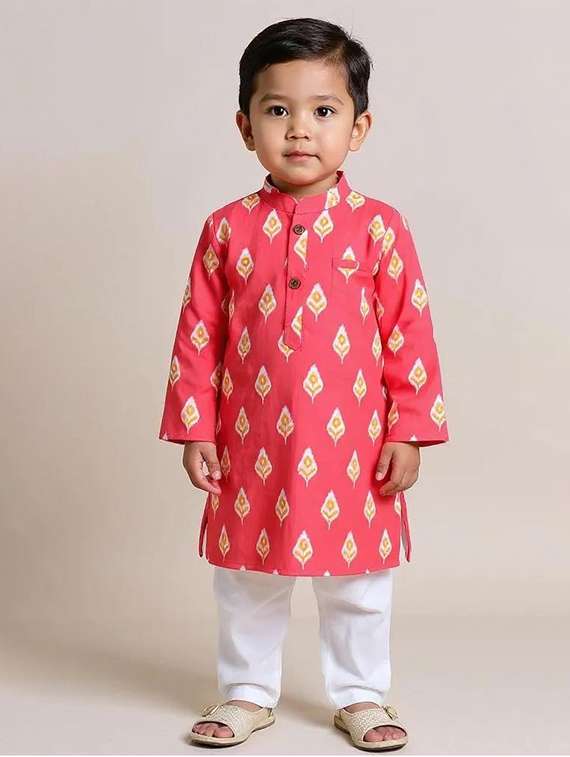 kids red cotton kurta sets kurtas & kurta set