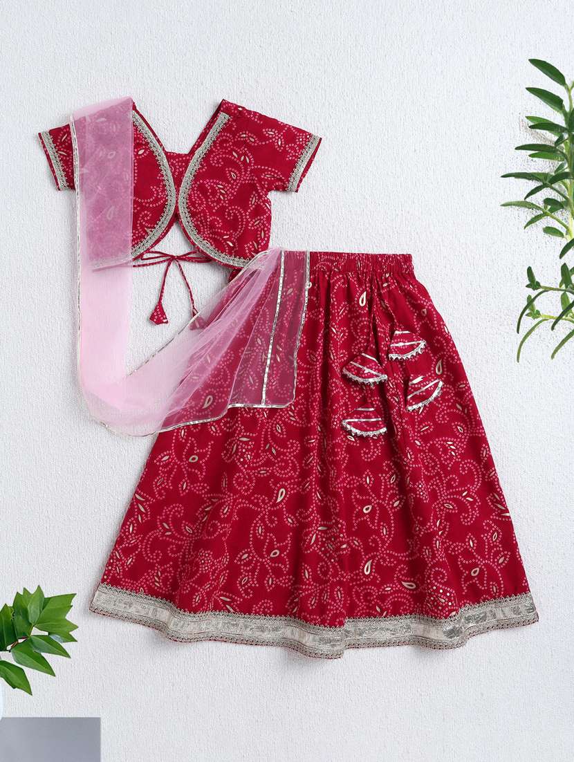 girls red cotton kurta sets lehenga choli