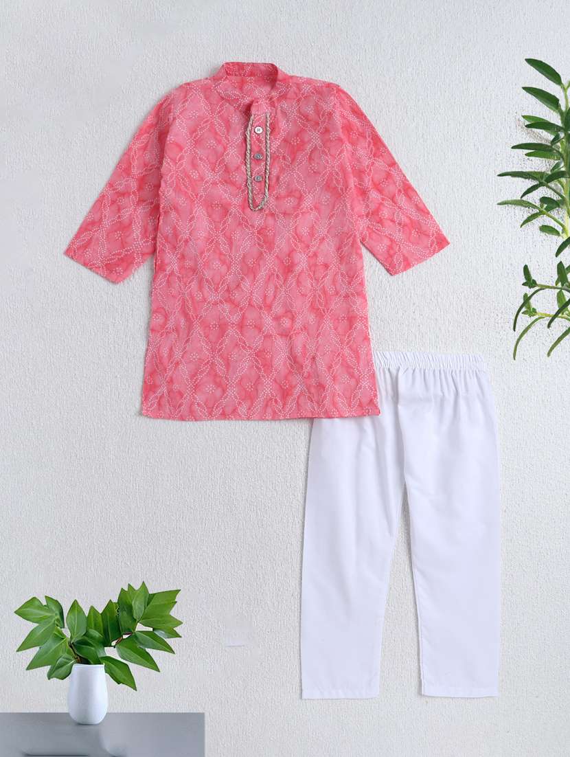 boys pink cotton kurta sets kurtas & kurta set