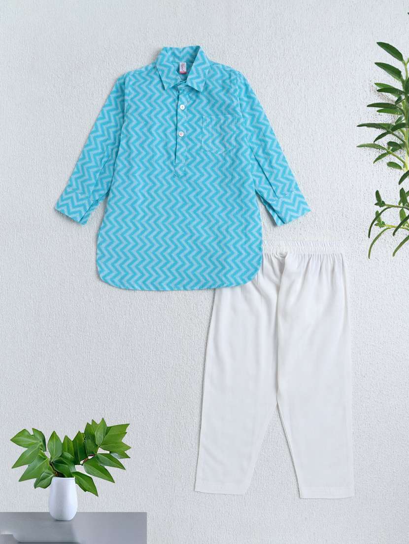 boys blue cotton kurta sets kurtas & kurta set