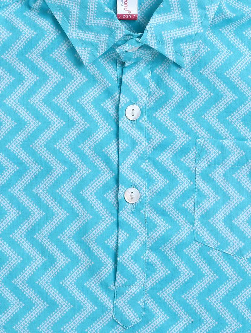 boys blue cotton kurta sets kurtas & kurta set - 22458207 -  Standard Image - 3