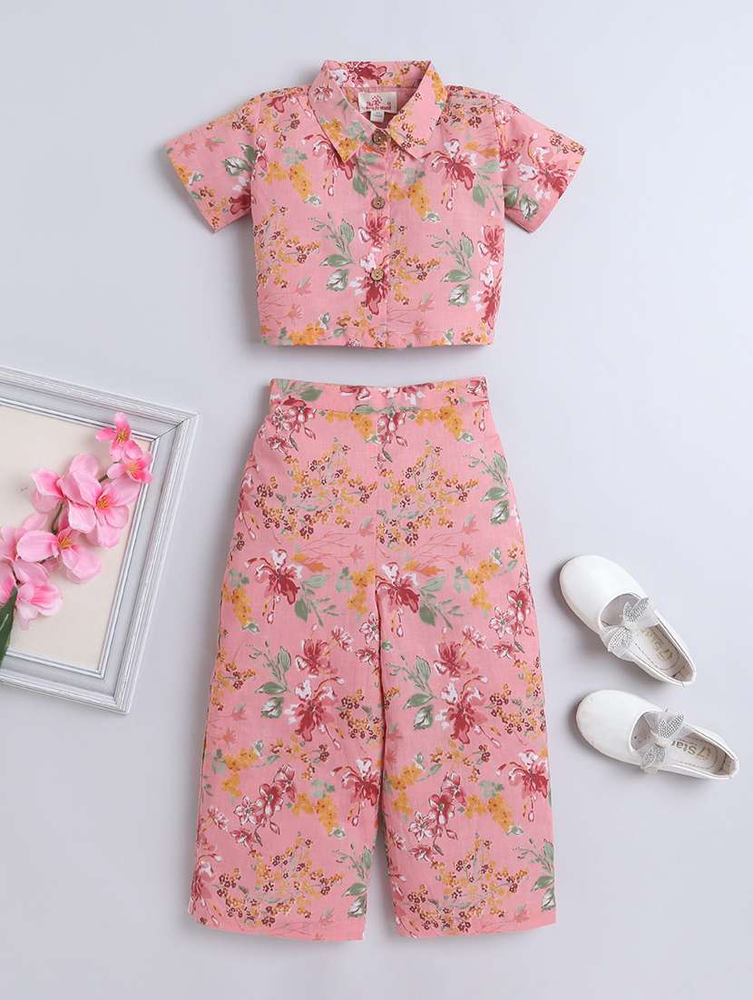 girls peach cotton kurta sets kurtas & kurta set