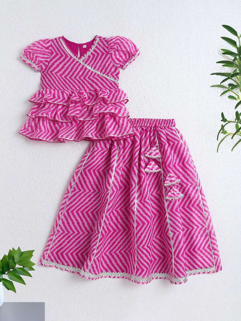 girls pink cotton lehenga choli