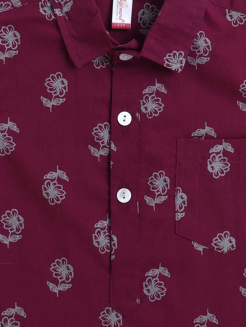 boys maroon cotton kurta sets kurtas & kurta set - 22458243 -  Standard Image - 3