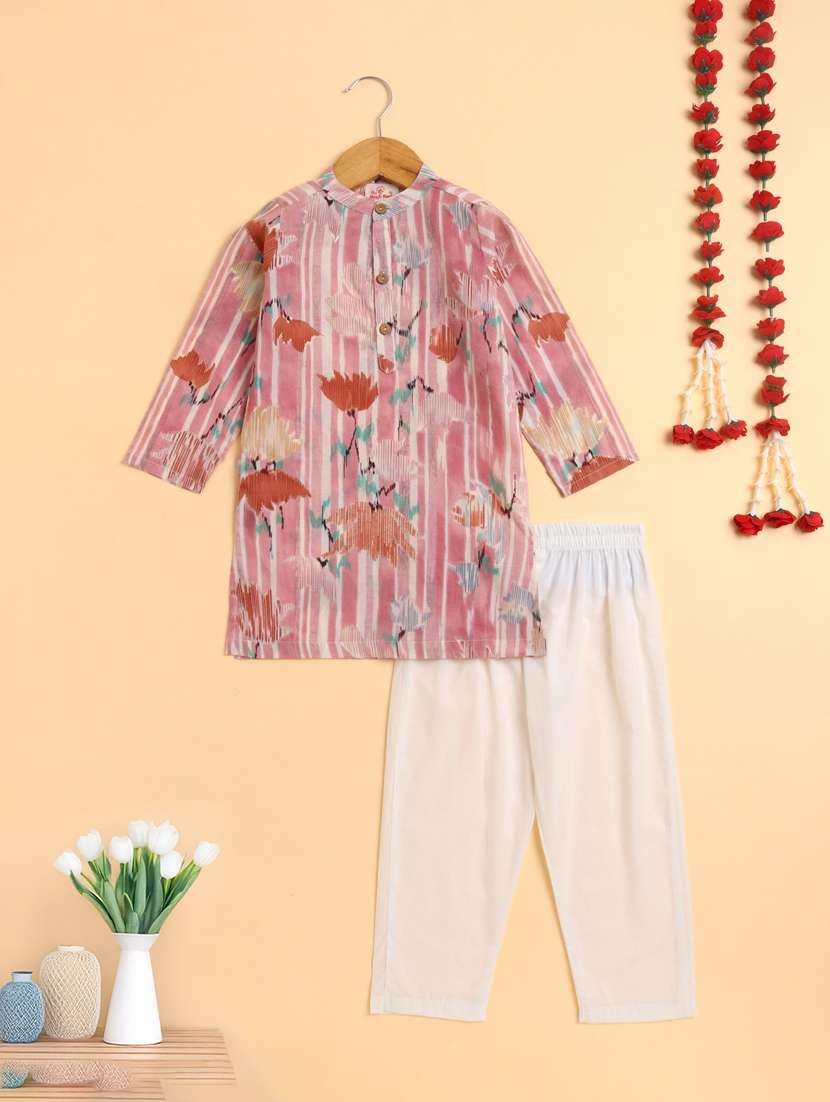boys pink cotton kurta sets kurtas & kurta set