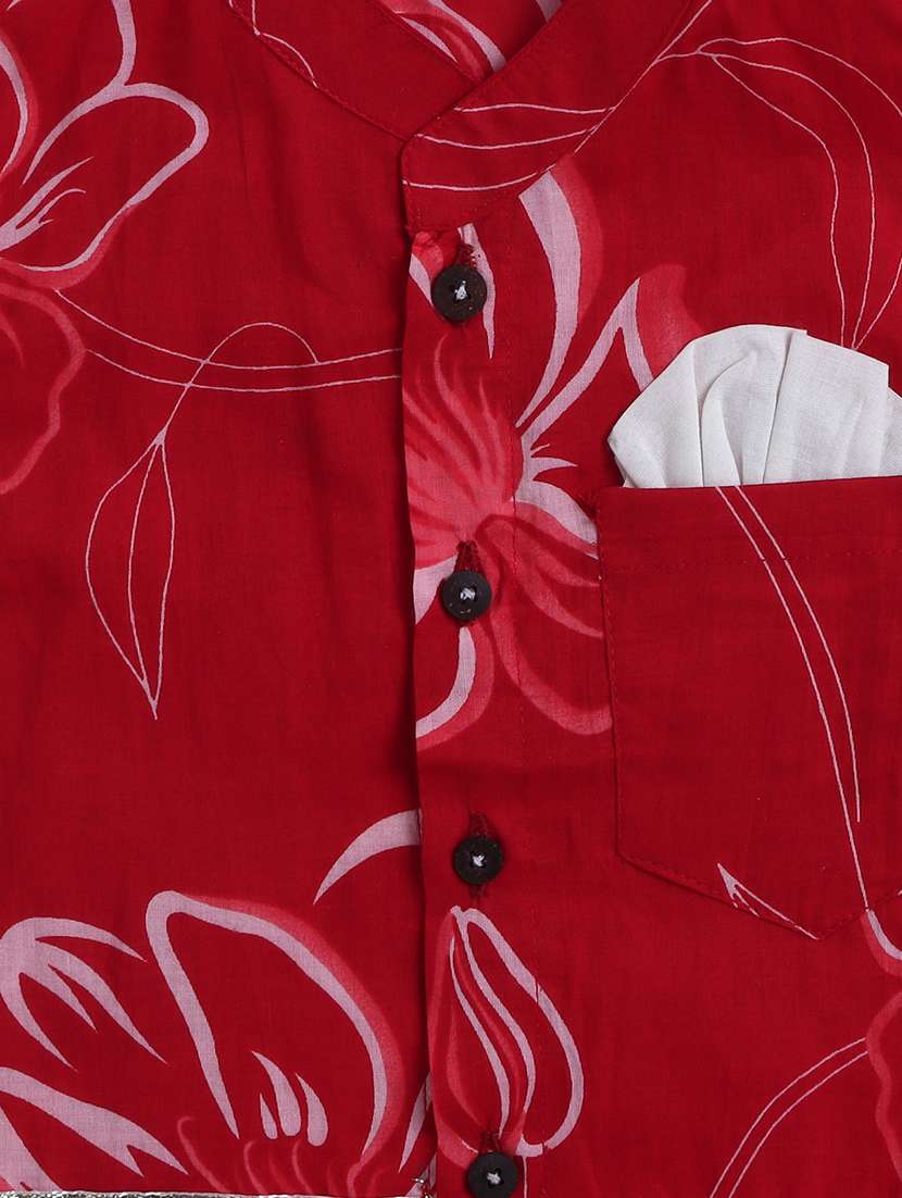 kids red cotton kurta sets kurtas & kurta set - 22458277 -  Standard Image - 3