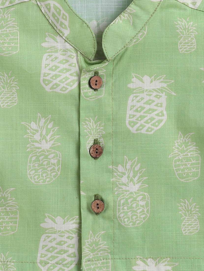 girls printed green cotton kurta sets co-ord set - 22458278 -  Standard Image - 3