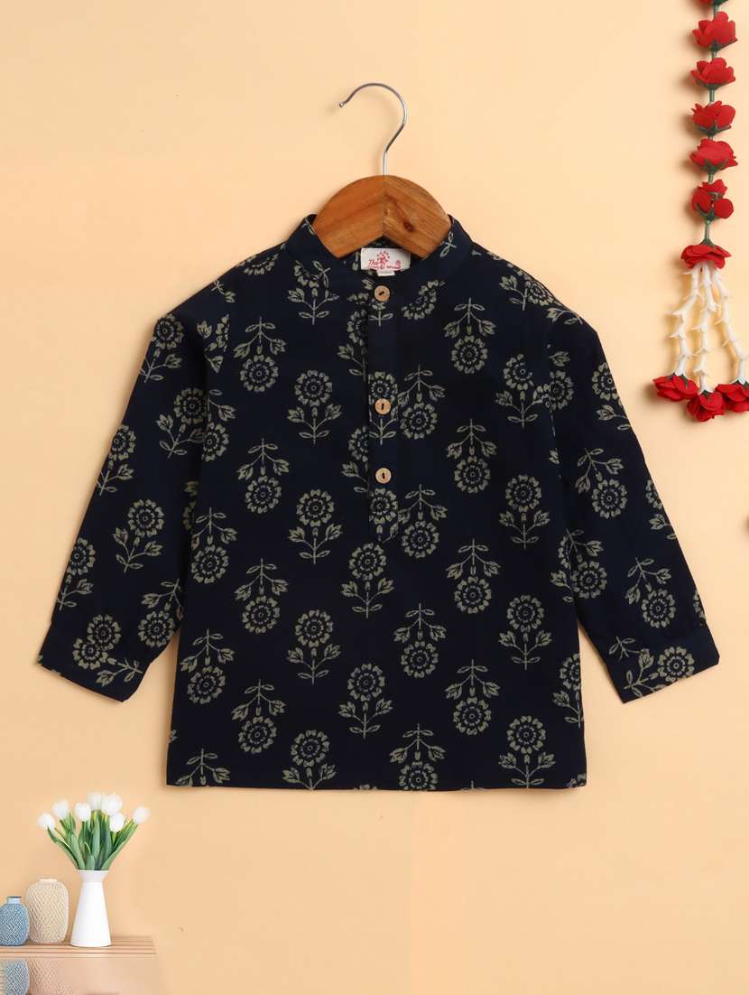 boys black cotton kurta kurtas