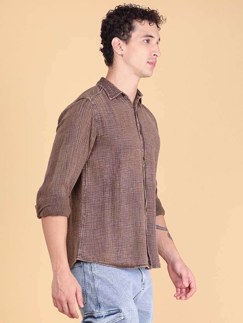 Men Textured Long Sleeve Regular Fit Casual Shirt - 22458397 -  Standard Image - 3