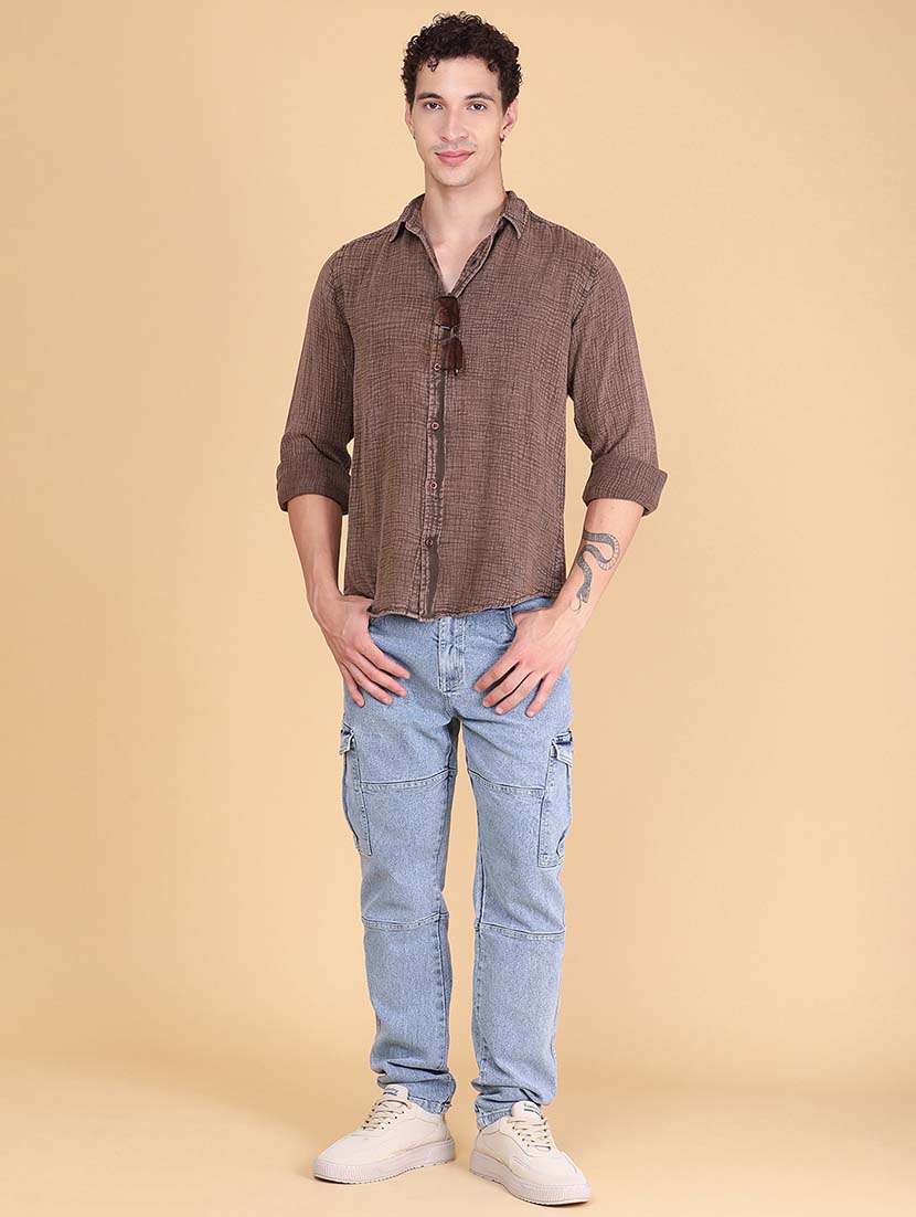 Men Textured Long Sleeve Regular Fit Casual Shirt - 22458397 -  Standard Image - 5