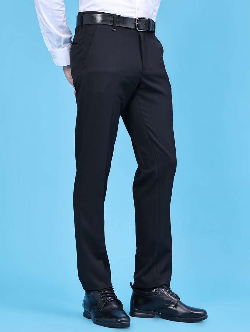 Men Solid Mid Rise Flat Front Formal Trouser - 22458452 -  Standard Image - 3