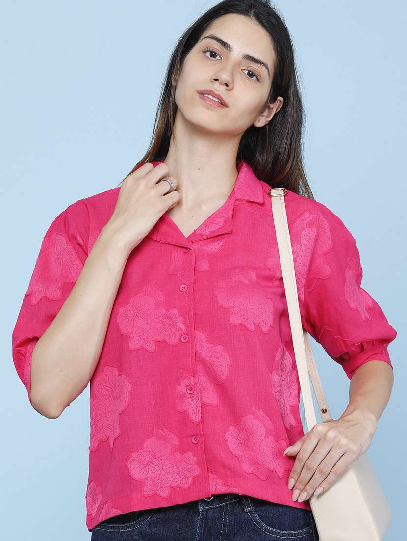 women self design short sleeves shirt style top