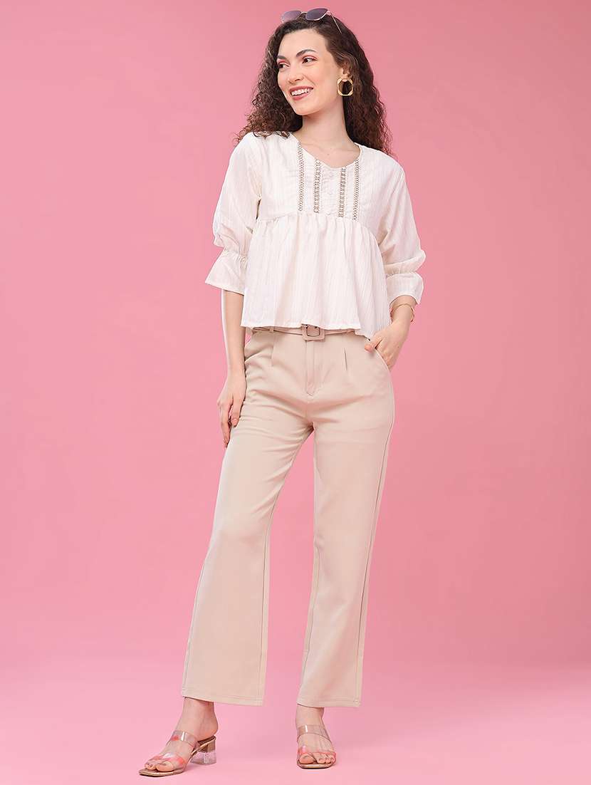 Women Self Design Three Quarter Sleeves A-line Top - 22458480 -  Standard Image - 5