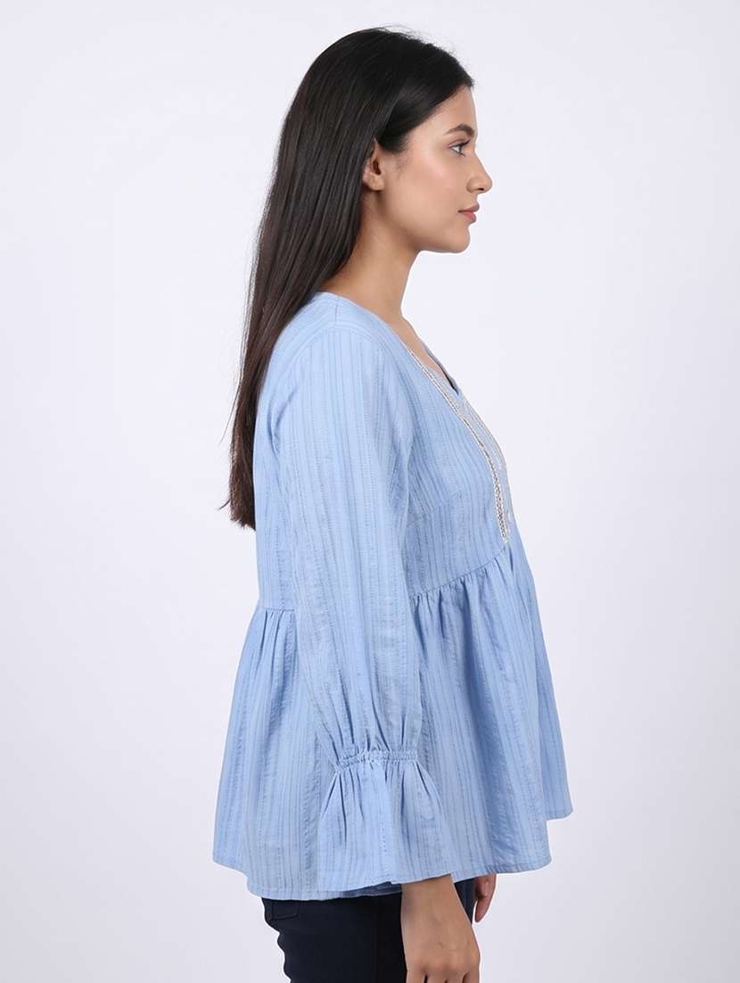 Women Self Design Long Sleeves A-line Top - 22458482 -  Standard Image - 3