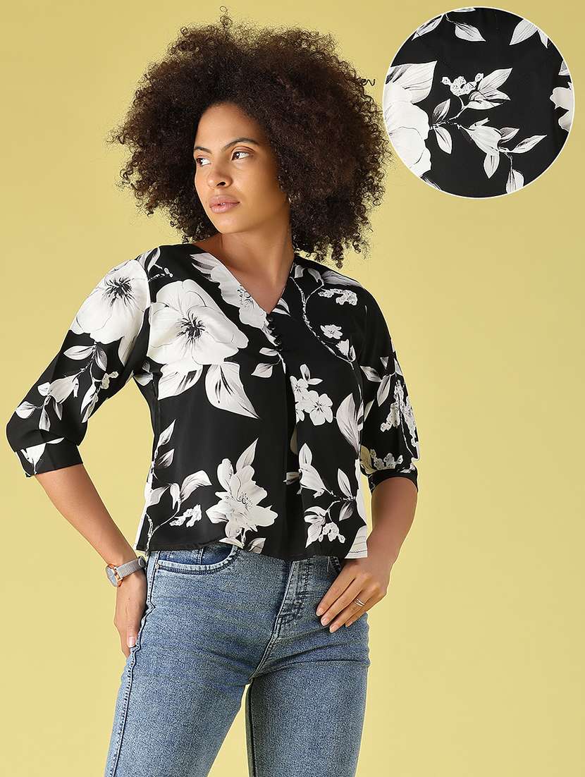 Women Printed Three Quarter Sleeves Regular Top - 22458492 -  Standard Image - 3